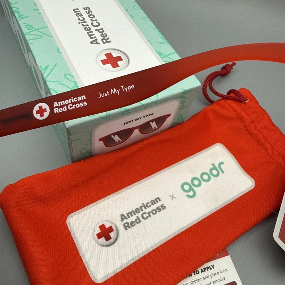 American Red Cross Red Goodr Sunglasses Donor Edition Just My Type Complete Set